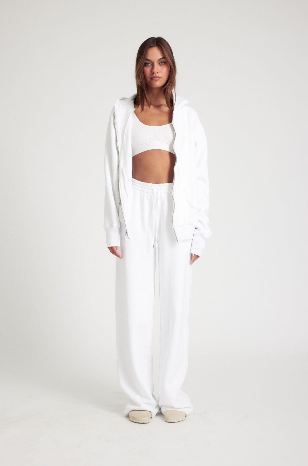 WHITE ZIP UP HOODIE - 2