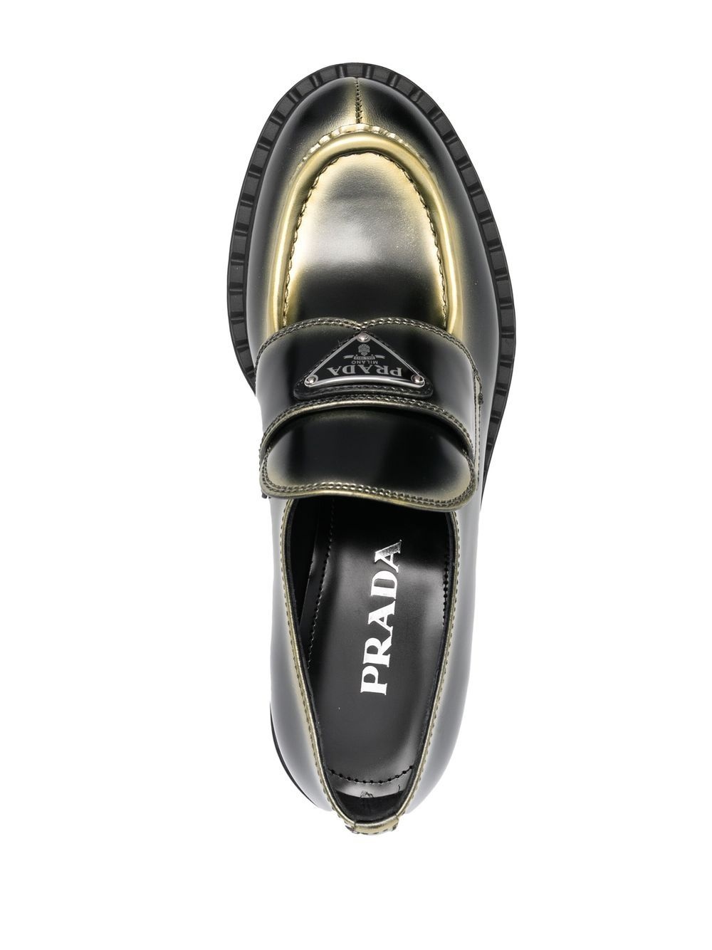 logo-plaque leather loafers - 4