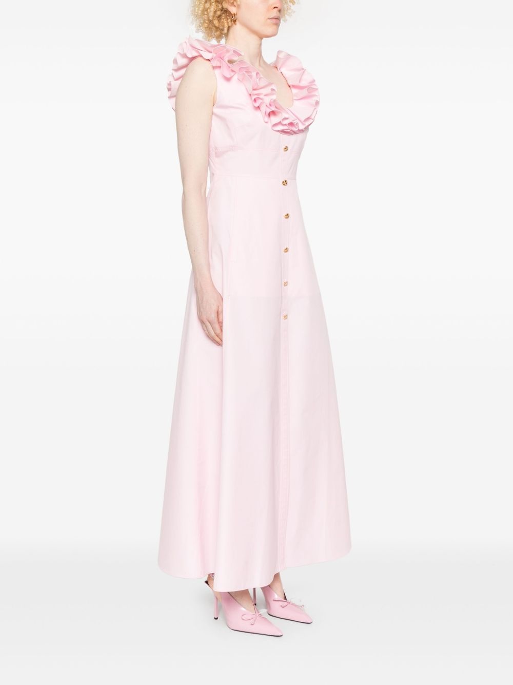 ruffled-detail midi dress - 3