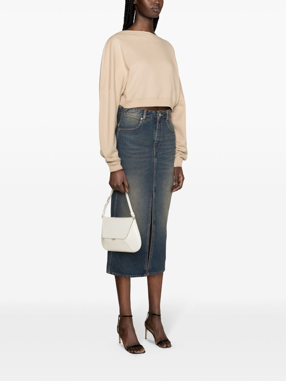 logo-embroidered cropped sweatshirt - 3