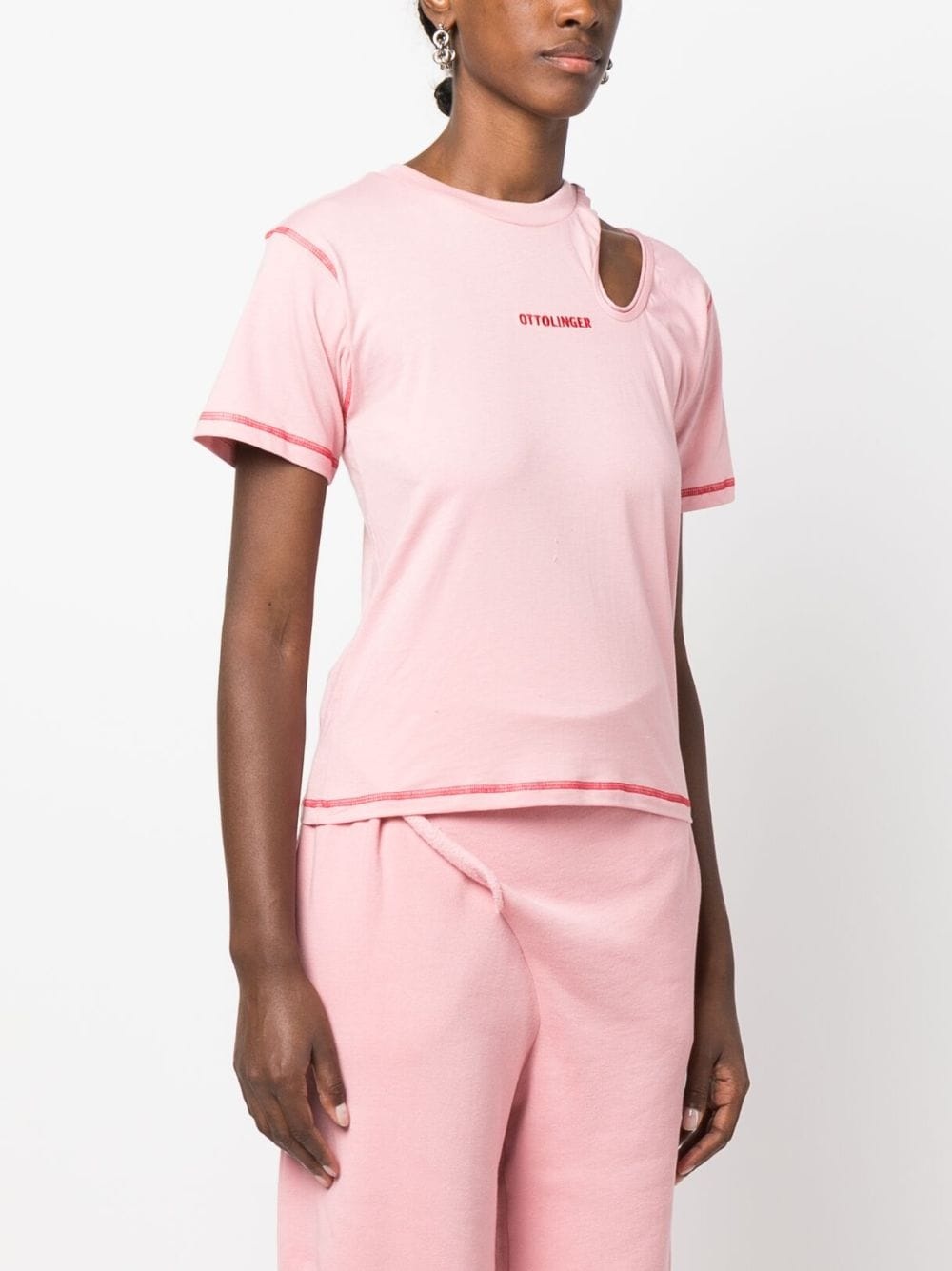 cut-out detail organic cotton T-shirt - 3