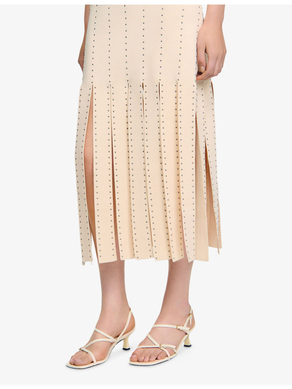 Stud-Embellished Fringed-Hem Stretch-Woven Maxi Dress - 5