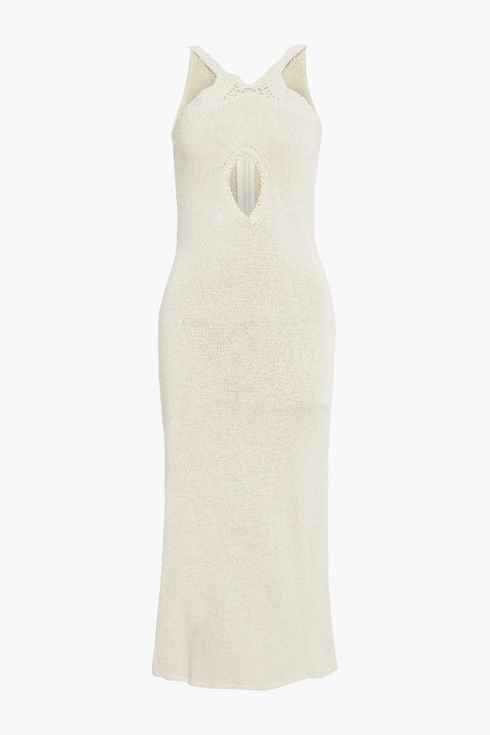 Crochet-trimmed cotton-blend midi dress - 1