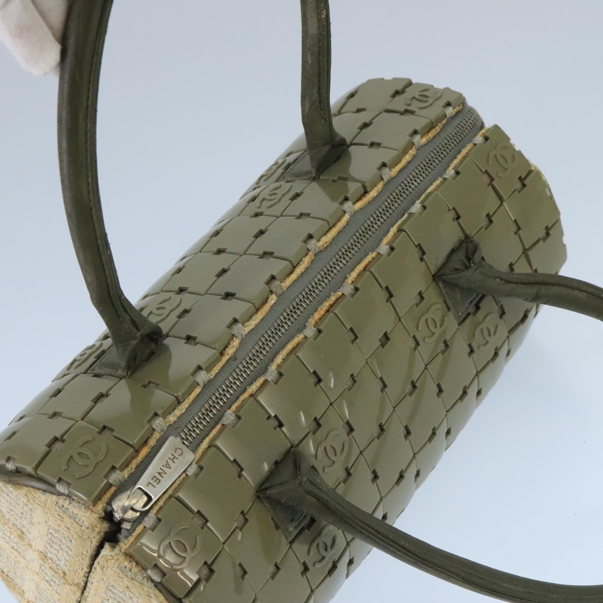 CHANEL Hand Bag Plastic Khaki CC - 6