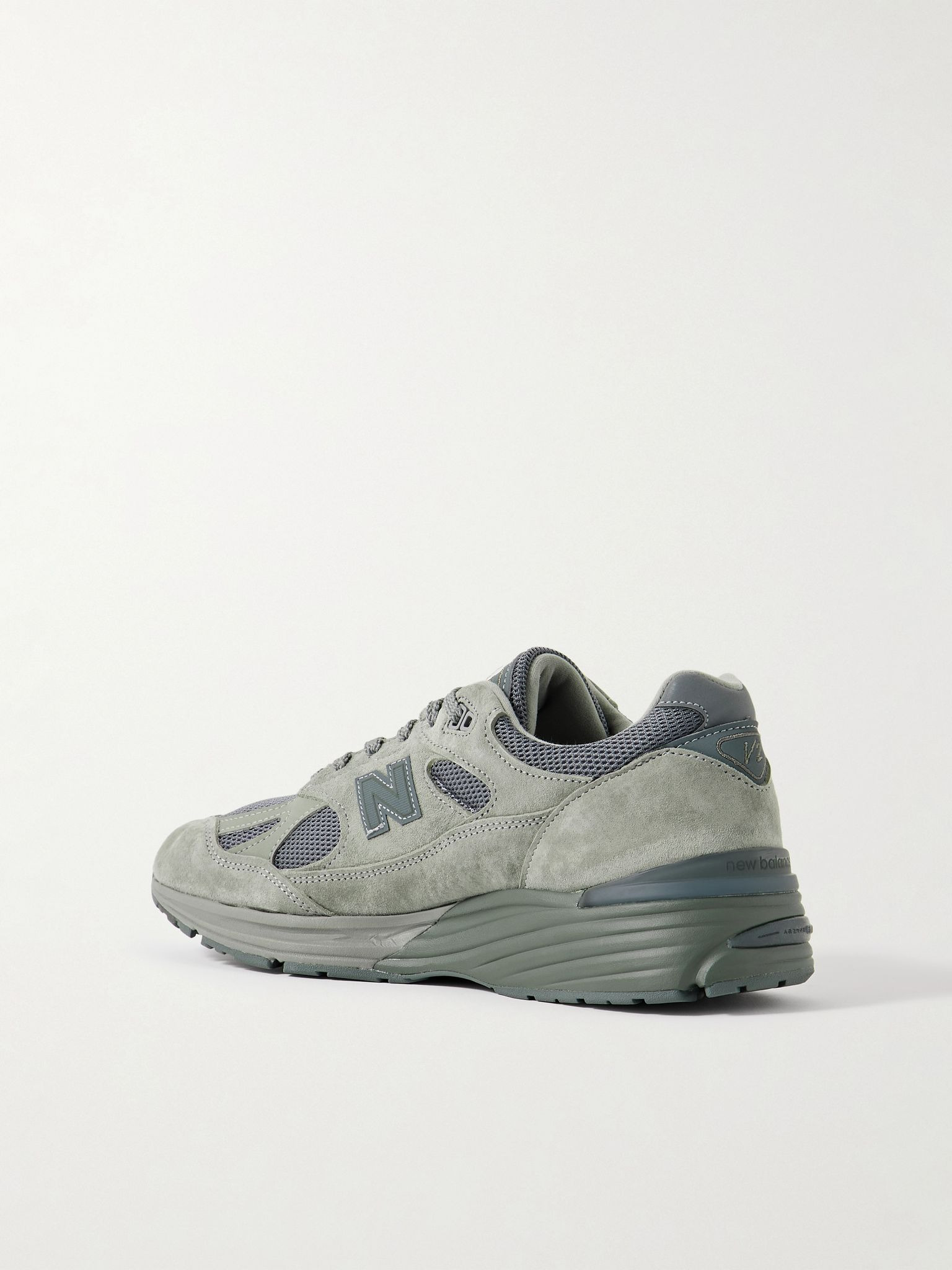 + thisisneverthat 991v2 Leather-Trimmed Suede and Mesh Sneakers Gray - 4
