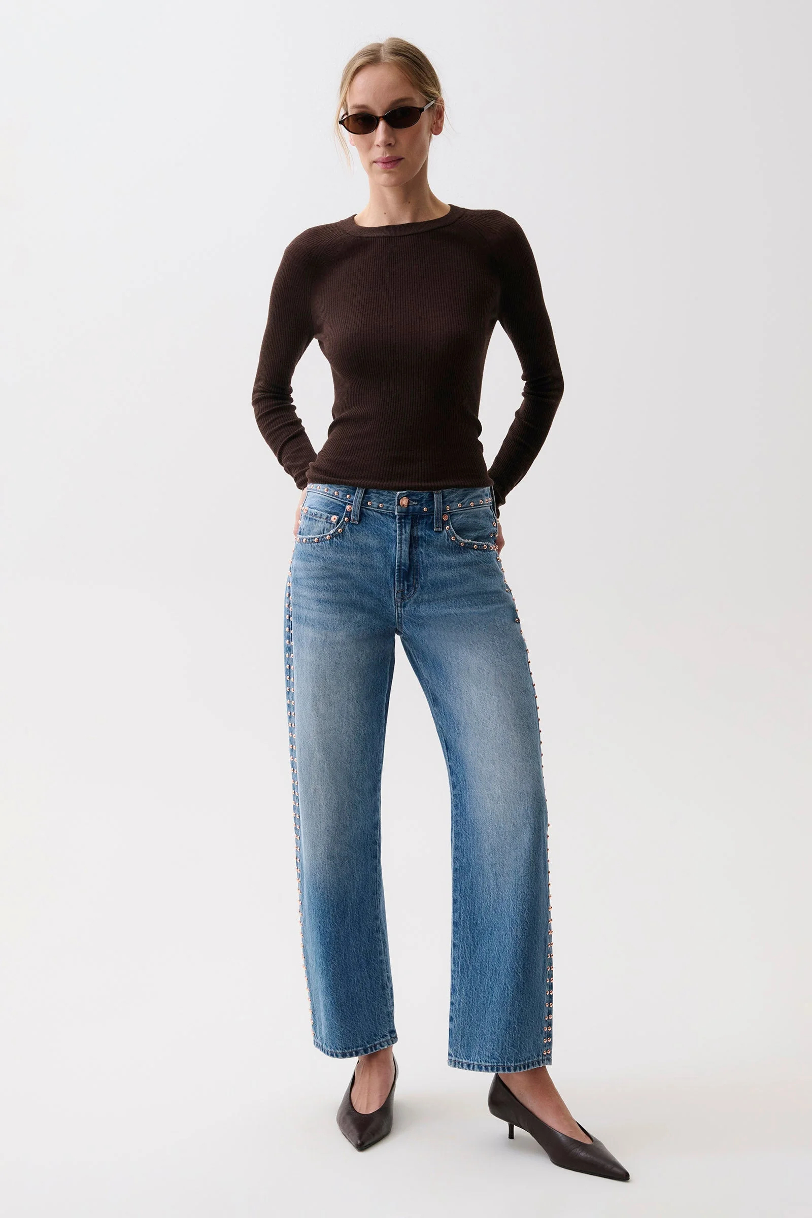 LEXI MID RISE BOWED STRAIGHT - STAR STUDDED - 1