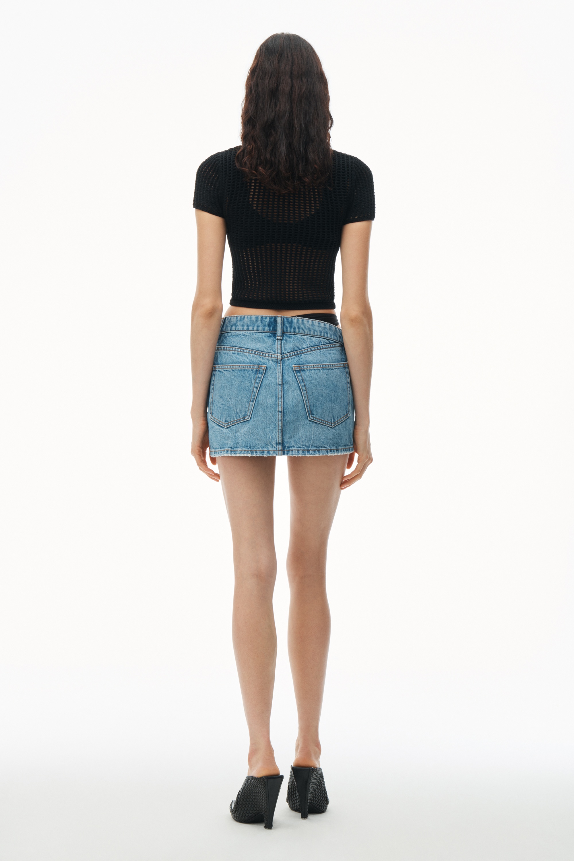 ASYMMETRIC BIKINI LAYER MINI SKIRT IN DENIM - 6