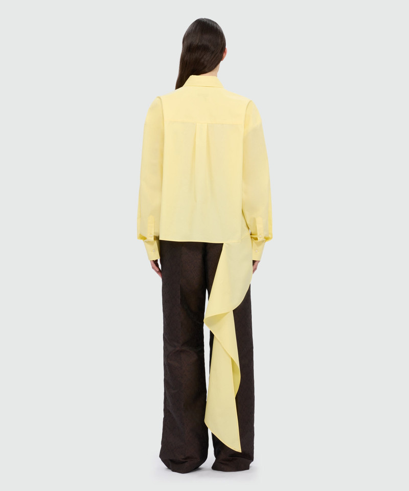Yellow cotton poplin shirt with asymmetrical detail. 3