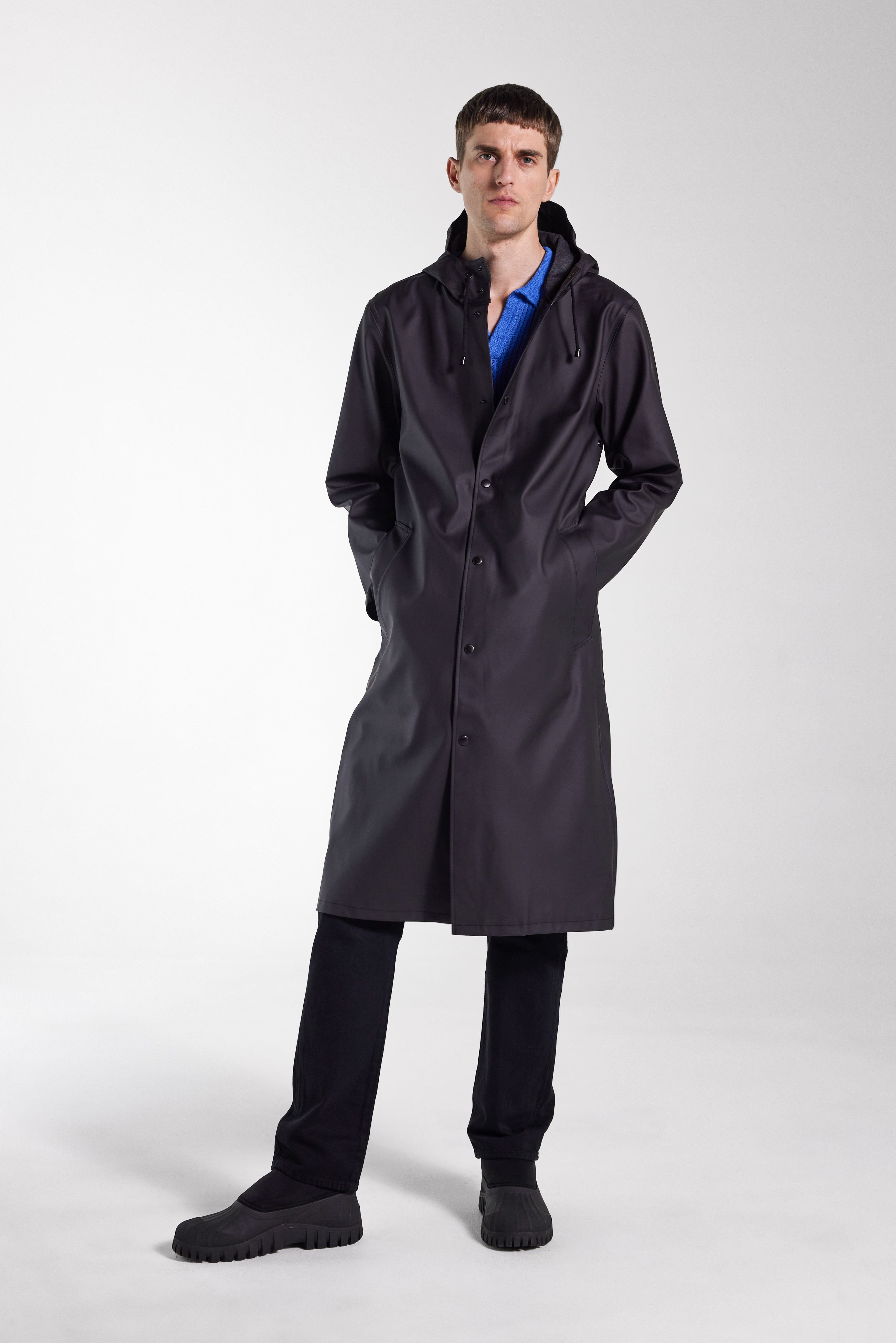 Stutterheim Stockholm Hooded Long Raincoat in Black at Nordstrom - 7