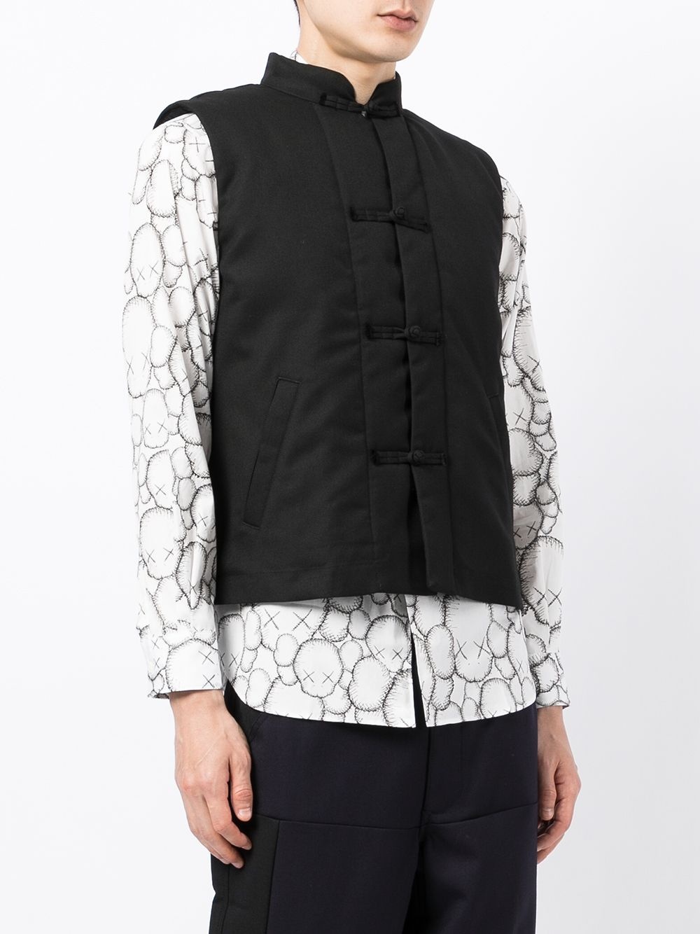 buttoned-up cotton gilet - 3