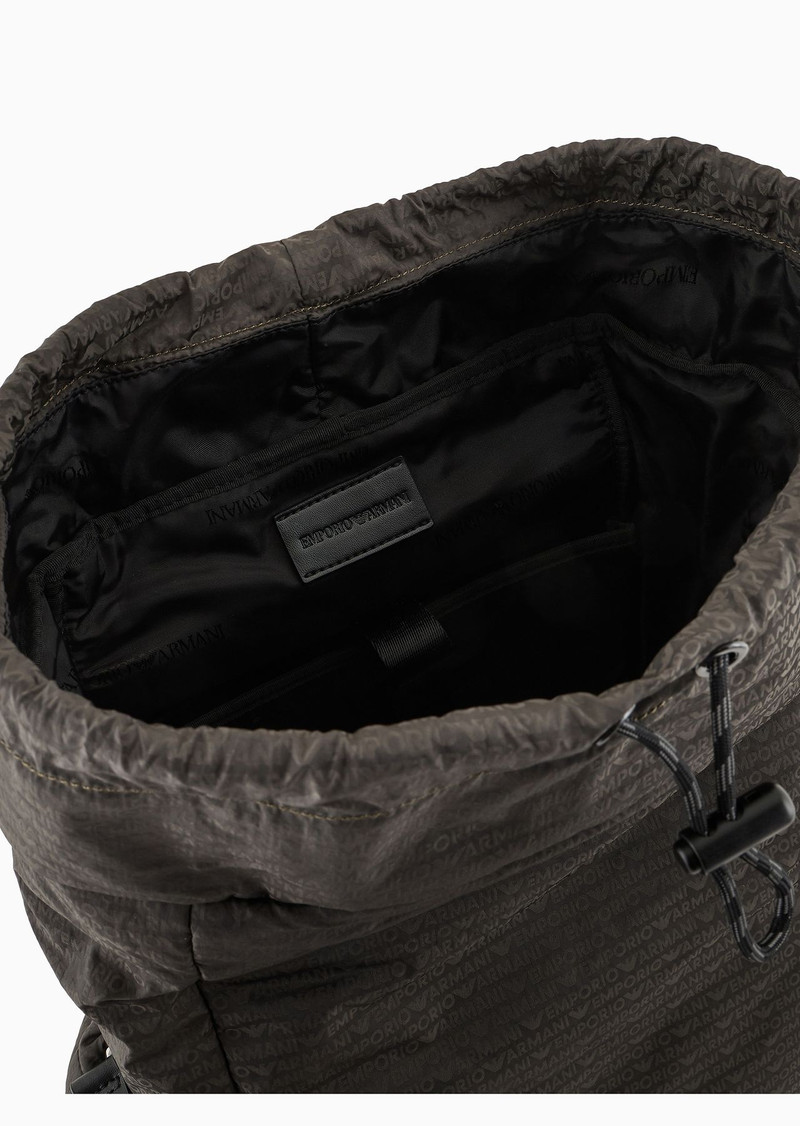 Nylon backpack with all-over, jacquard logo lettering 4