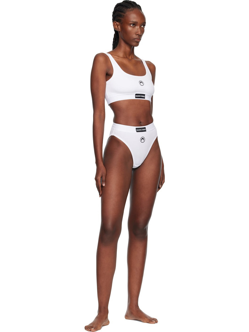 Marine Serre White Moon Logo Stretched Jersey Bra outlook