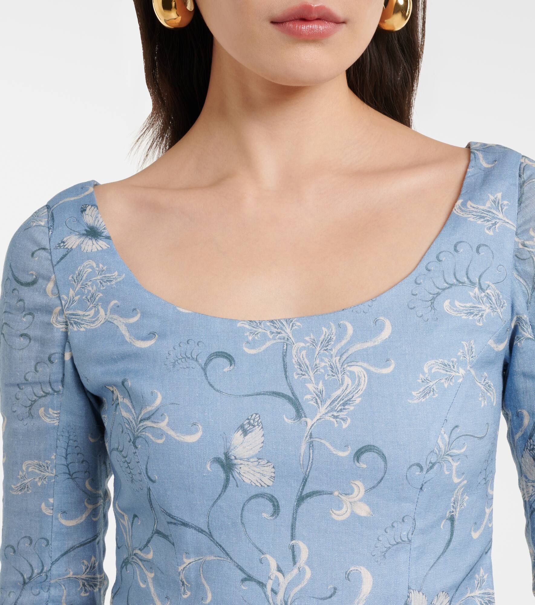 Limoncillo Lymanopoda floral linen crop top - 4
