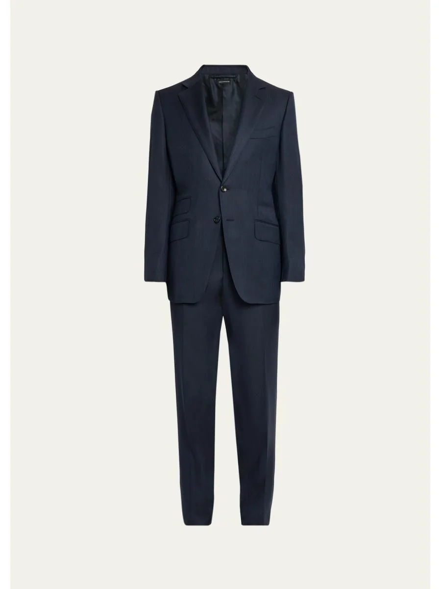 Men's Wool Herringbone Two-Piece Suit - 1