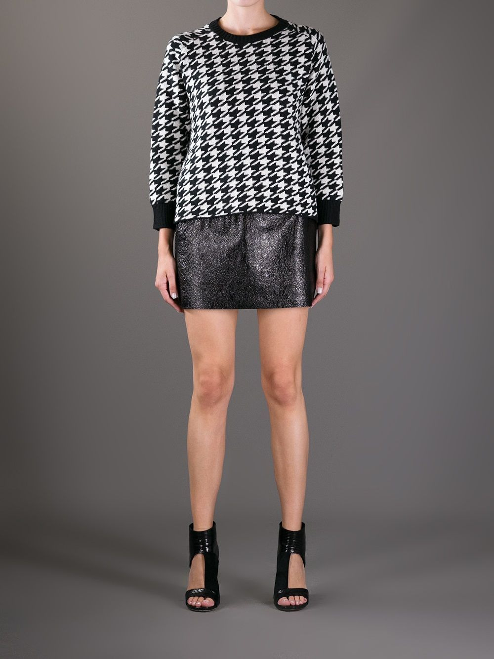 houndstooth print sweater - 2