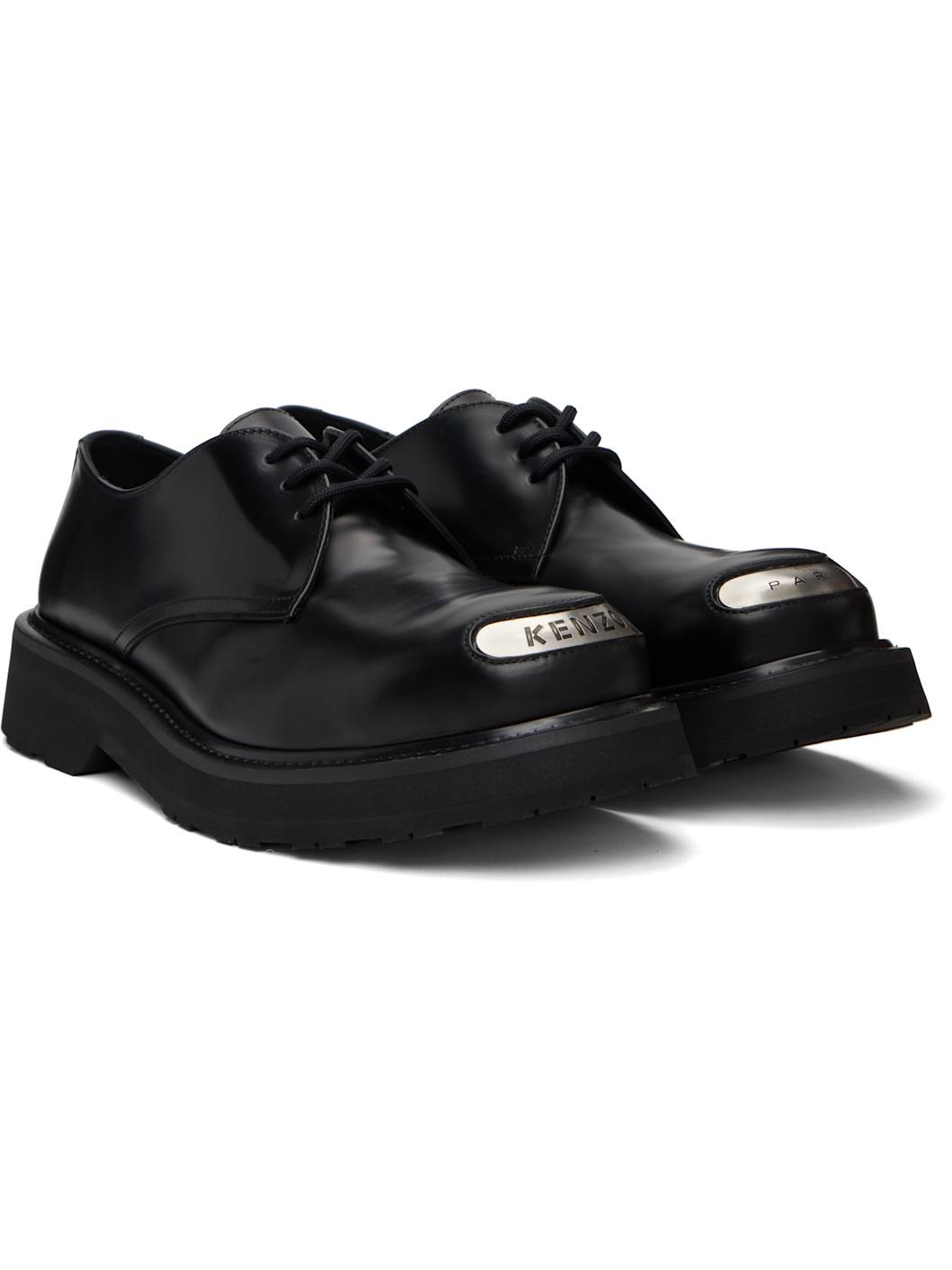 Black Kenzo Paris 'KENZOSMILE' Leather Derbys - 4