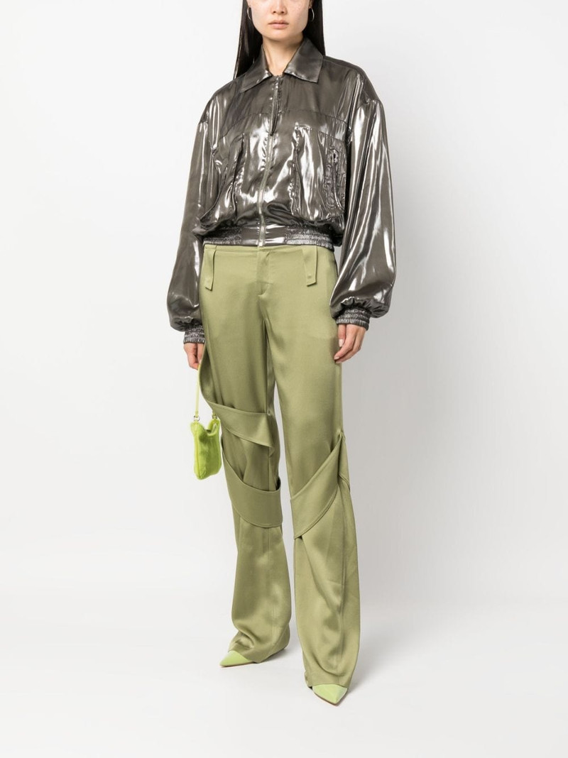 Blumarine pointed-collar metallic bomber jacket outlook
