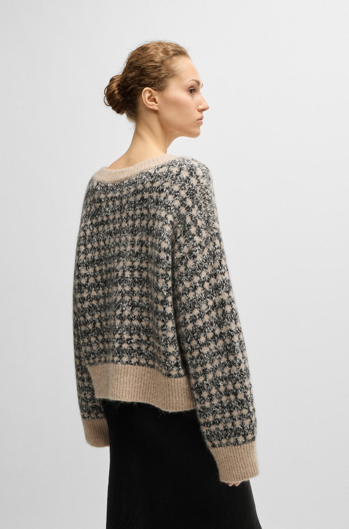 JACQUARD-KNIT SWEATER WITH THREE-COLORED YARN - 4