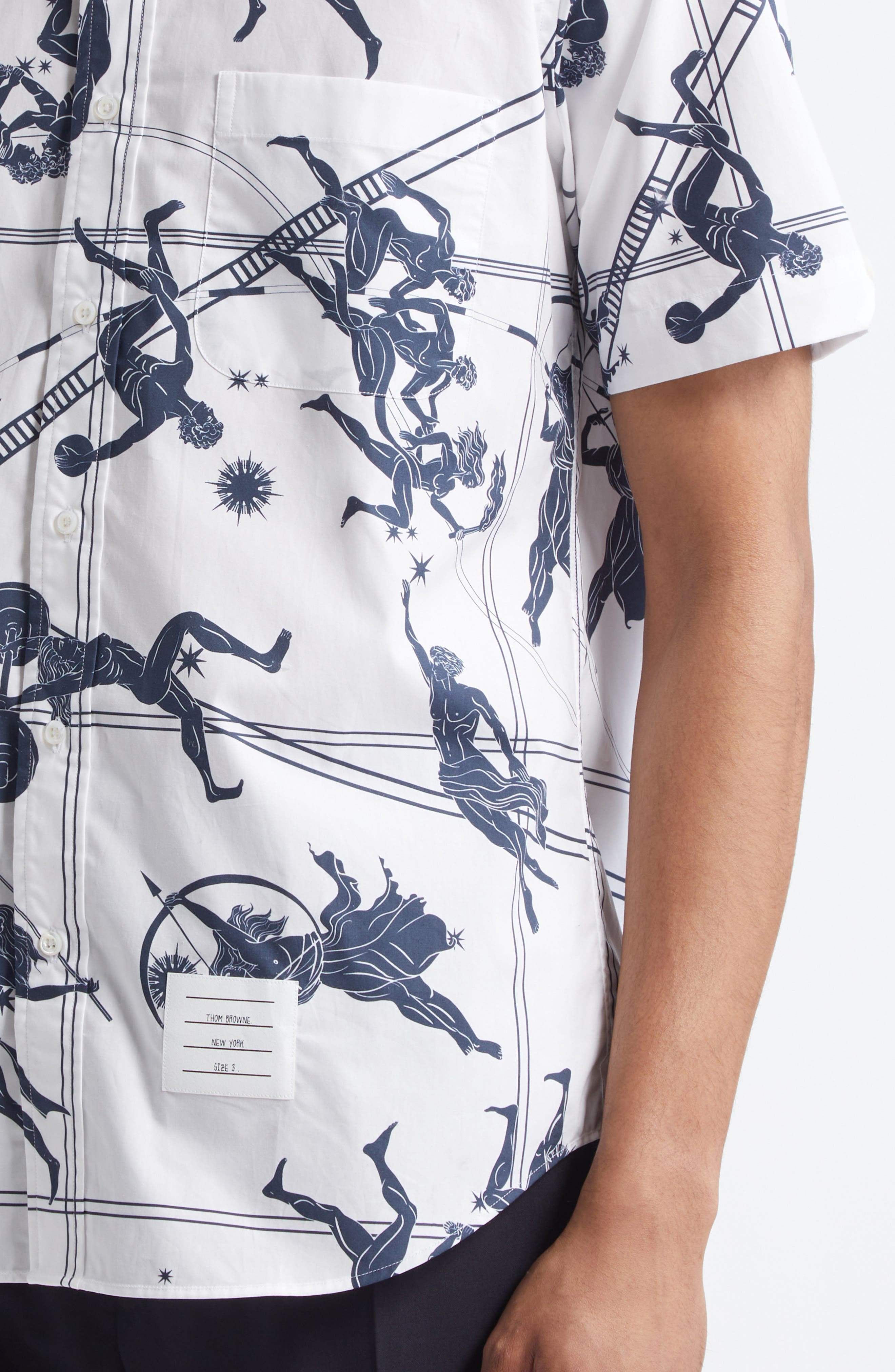 Thom Browne Straight Fit Olympic Constellation Button-Down Shirt in White at Nordstrom - 4