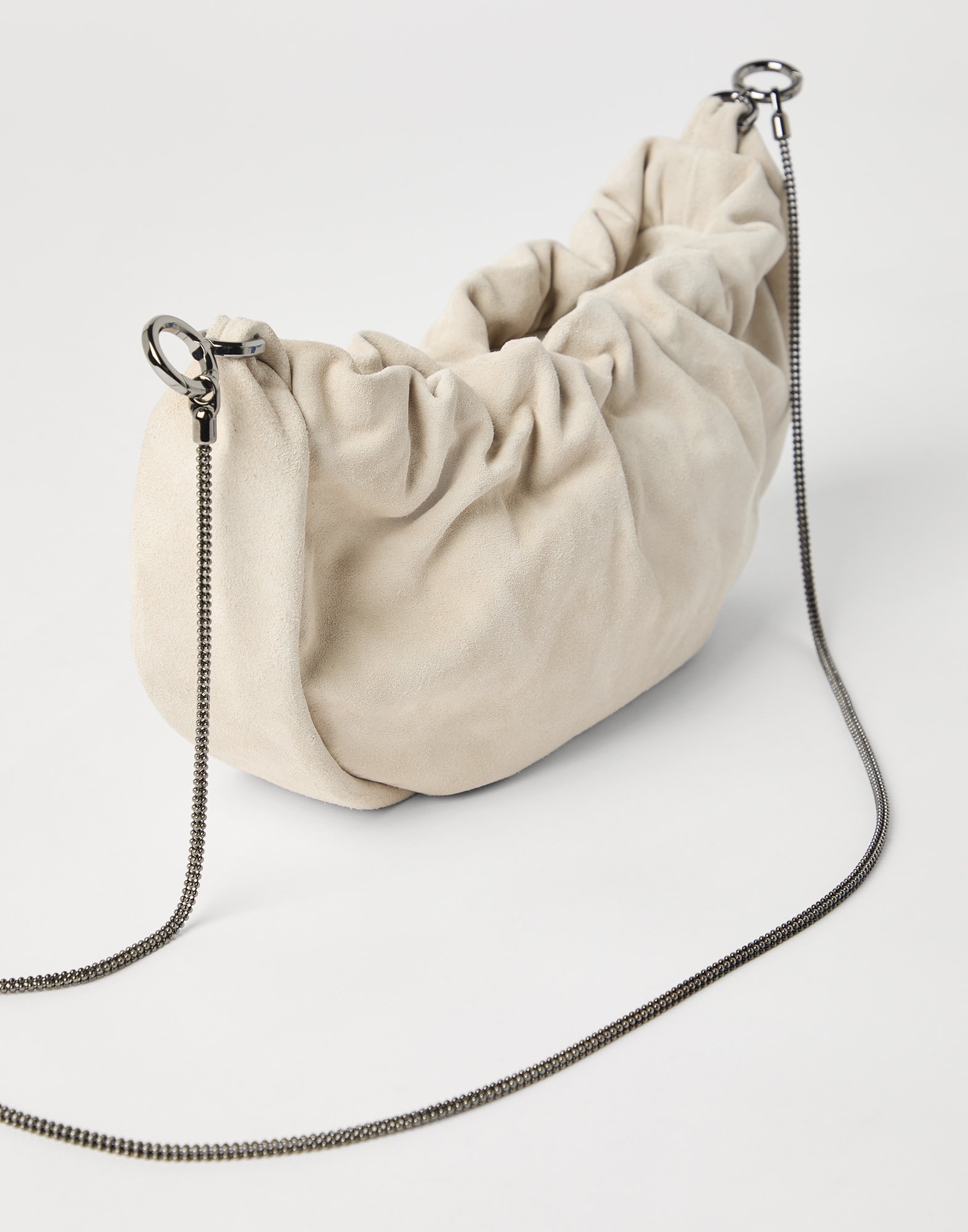Brioche hobo bag in suede with precious chain - 3