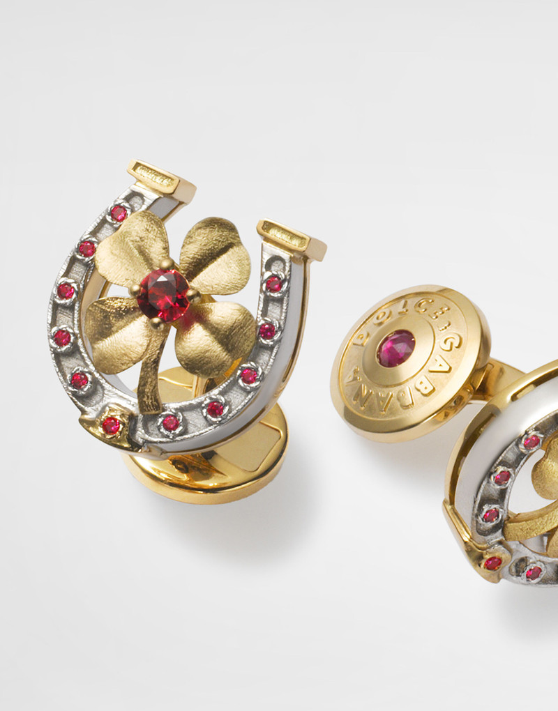 Dolce & Gabbana Good Luck Cufflinks 18 carat yellow gold and rubies outlook