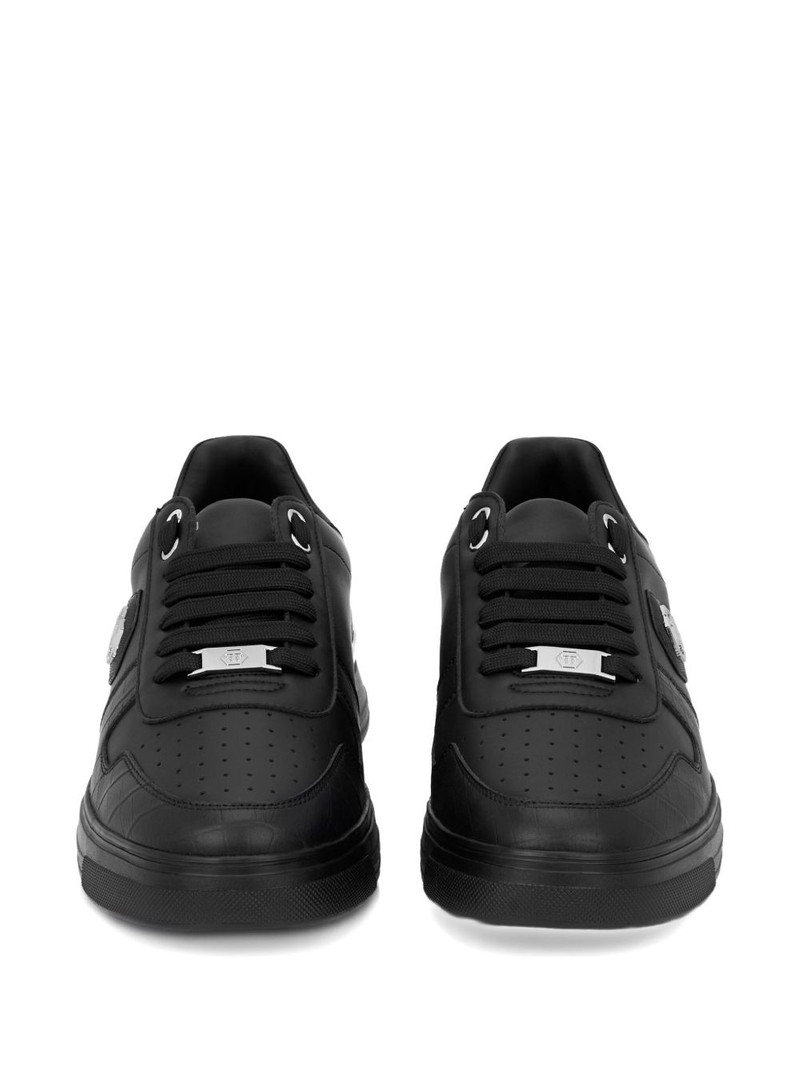 logo plaque leather trainers 3