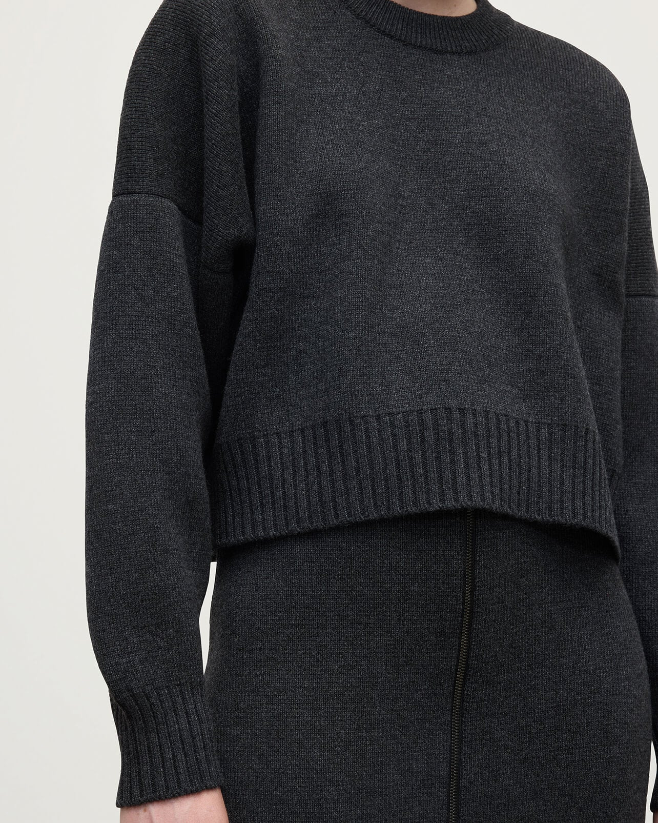 Cropped Milano Grey Cashmere Jumper - 5