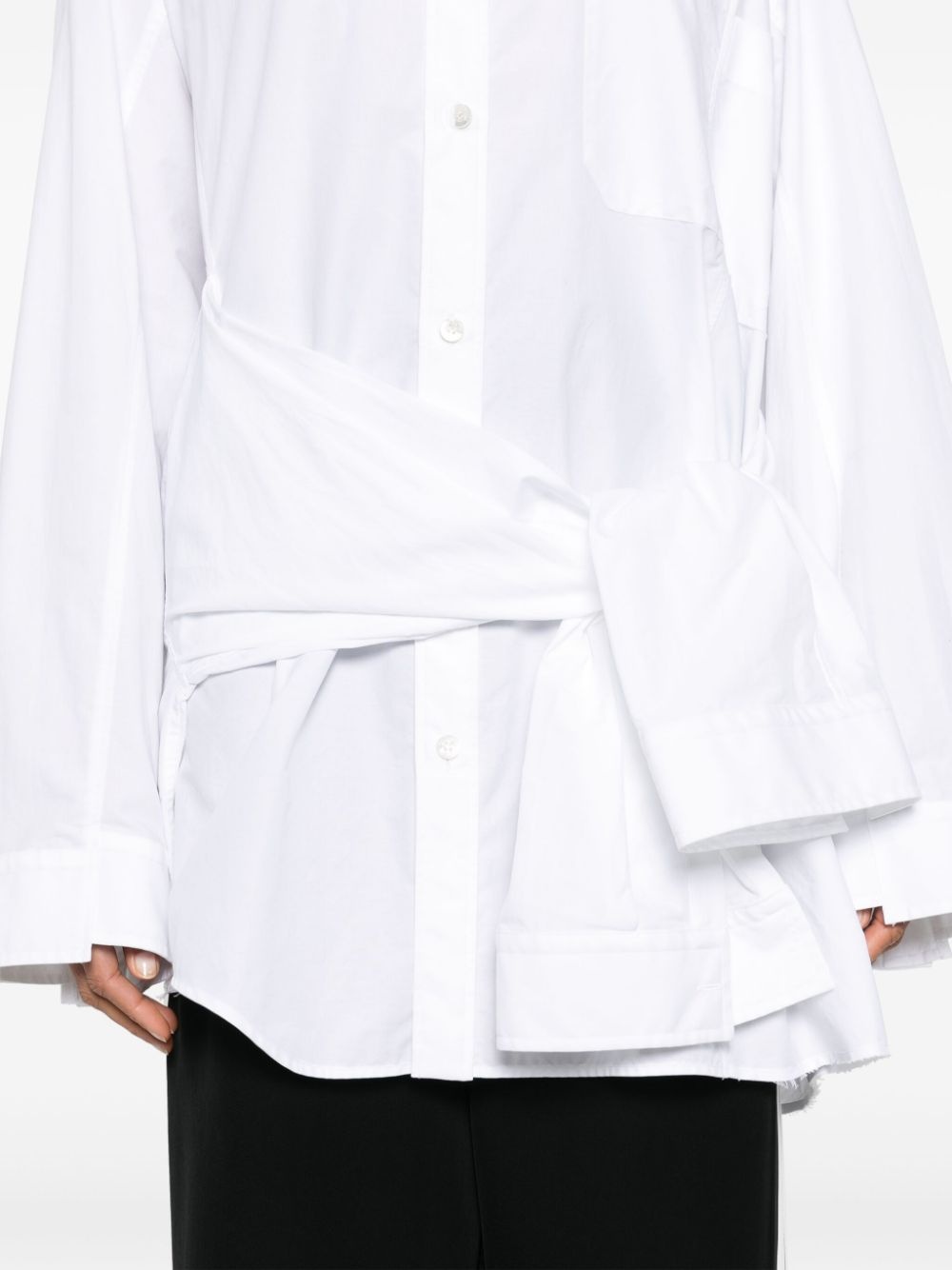 knotted-sleeve cotton shirt - 5