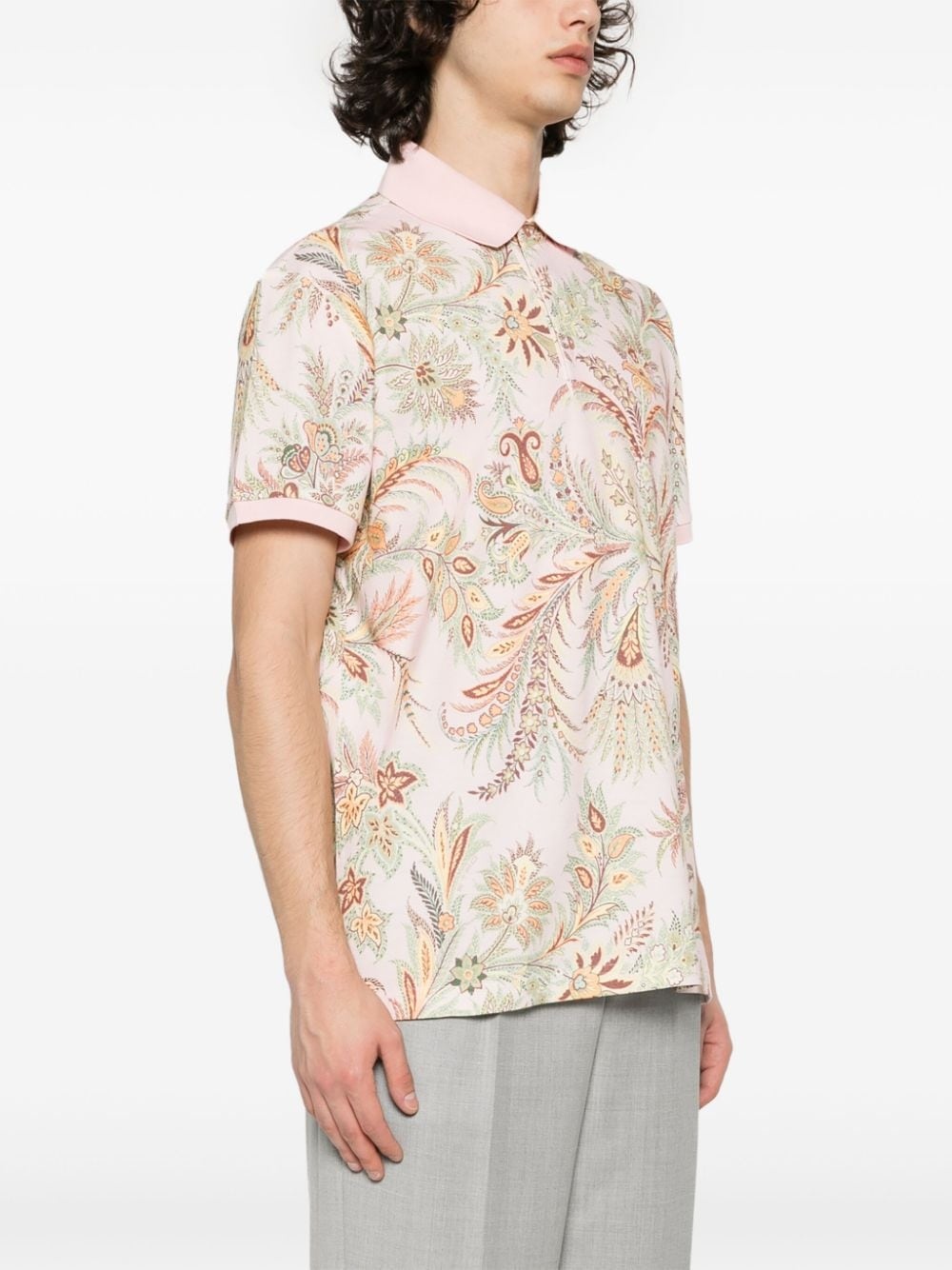 floral-print polo shirt - 3