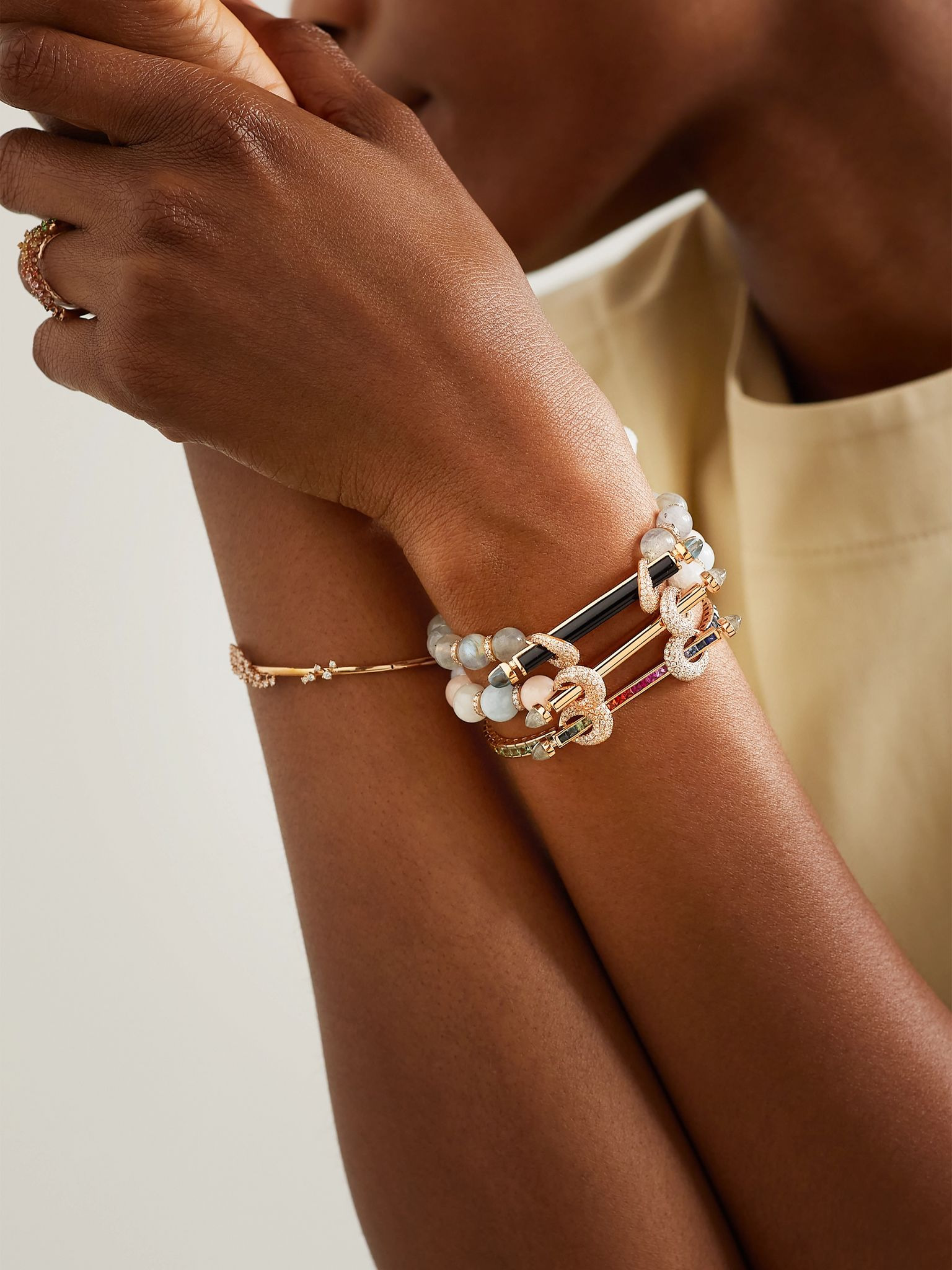 Chakra 18-karat rose gold multi-stone bracelet Gold - 5
