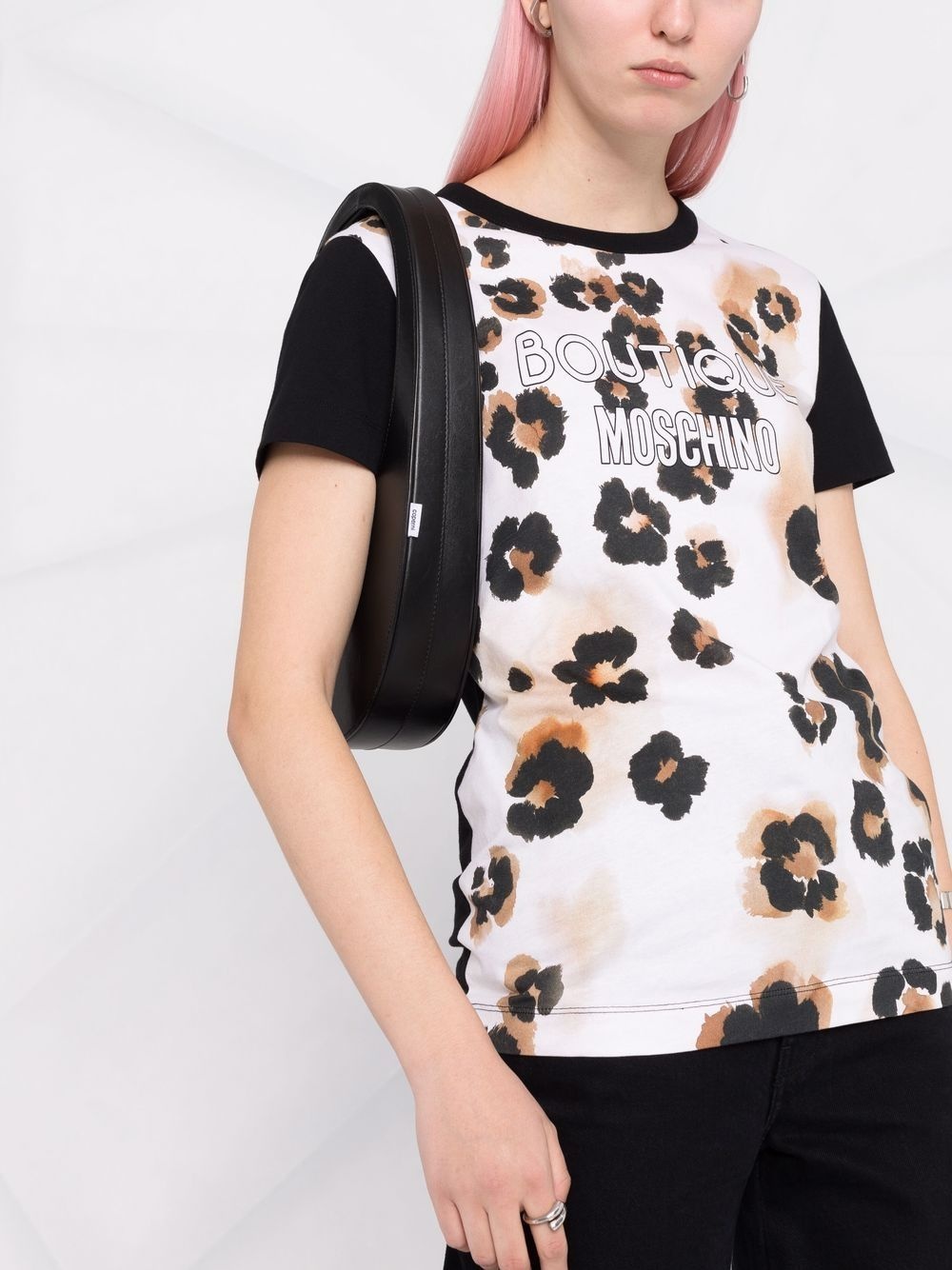 abstract-print logo-print T-shirt - 5