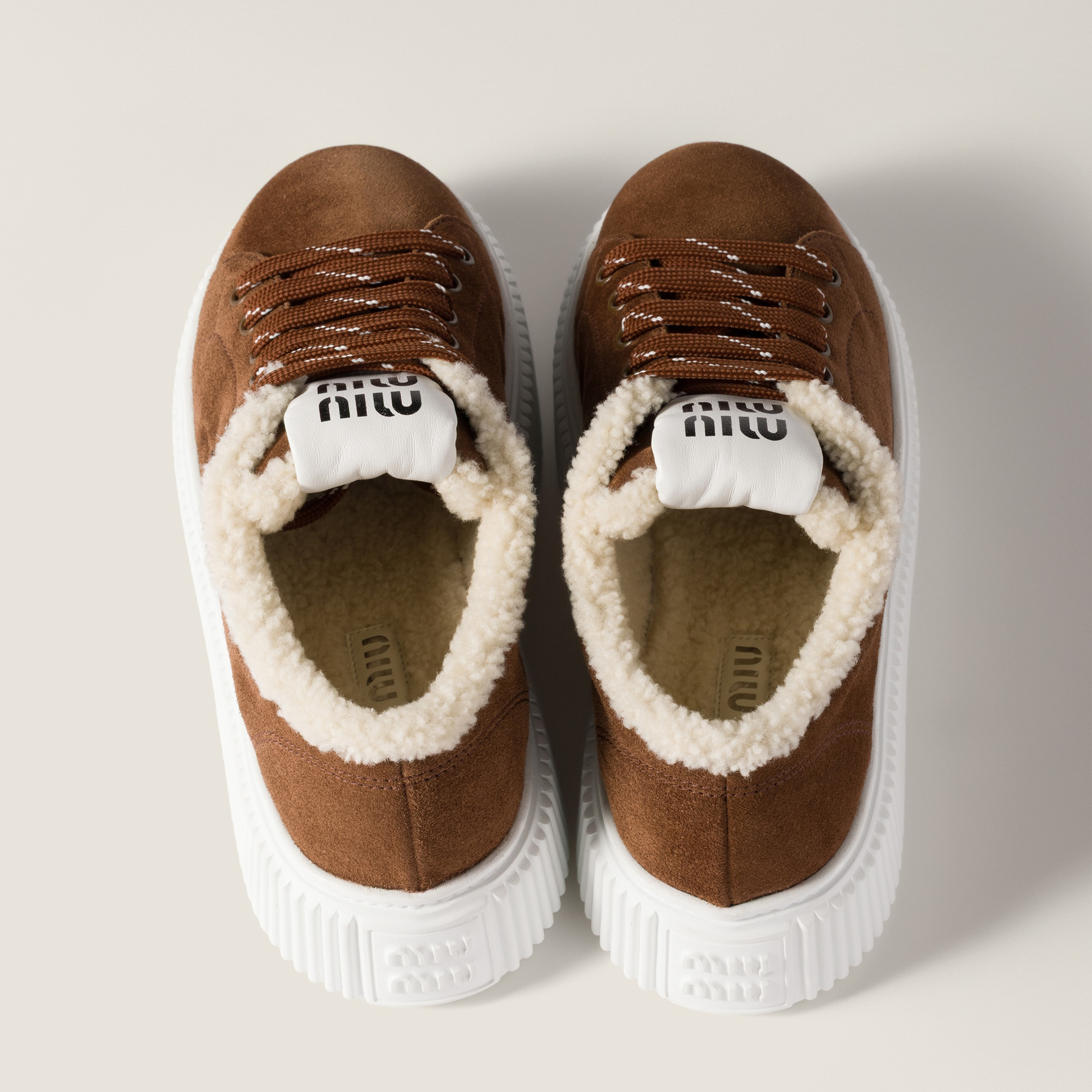 Suede and shearling sneakers - 3