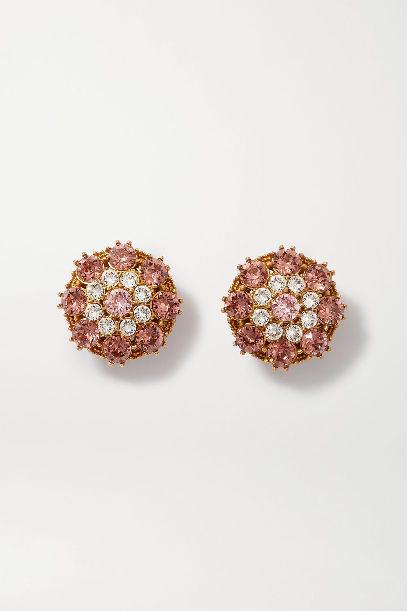 Gold-tone crystal clip earrings - 1