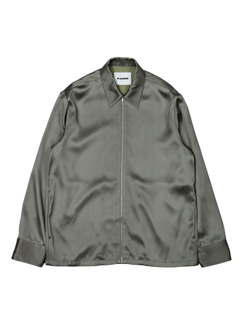 zip-up satin shirt jacket - 1