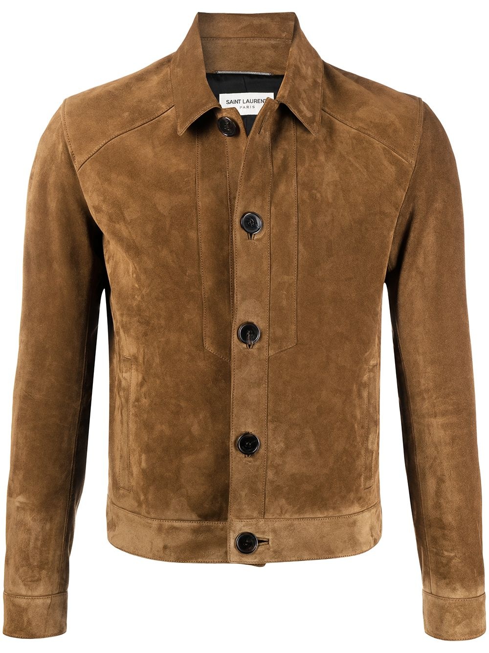 single-breasted suede jacket - 1