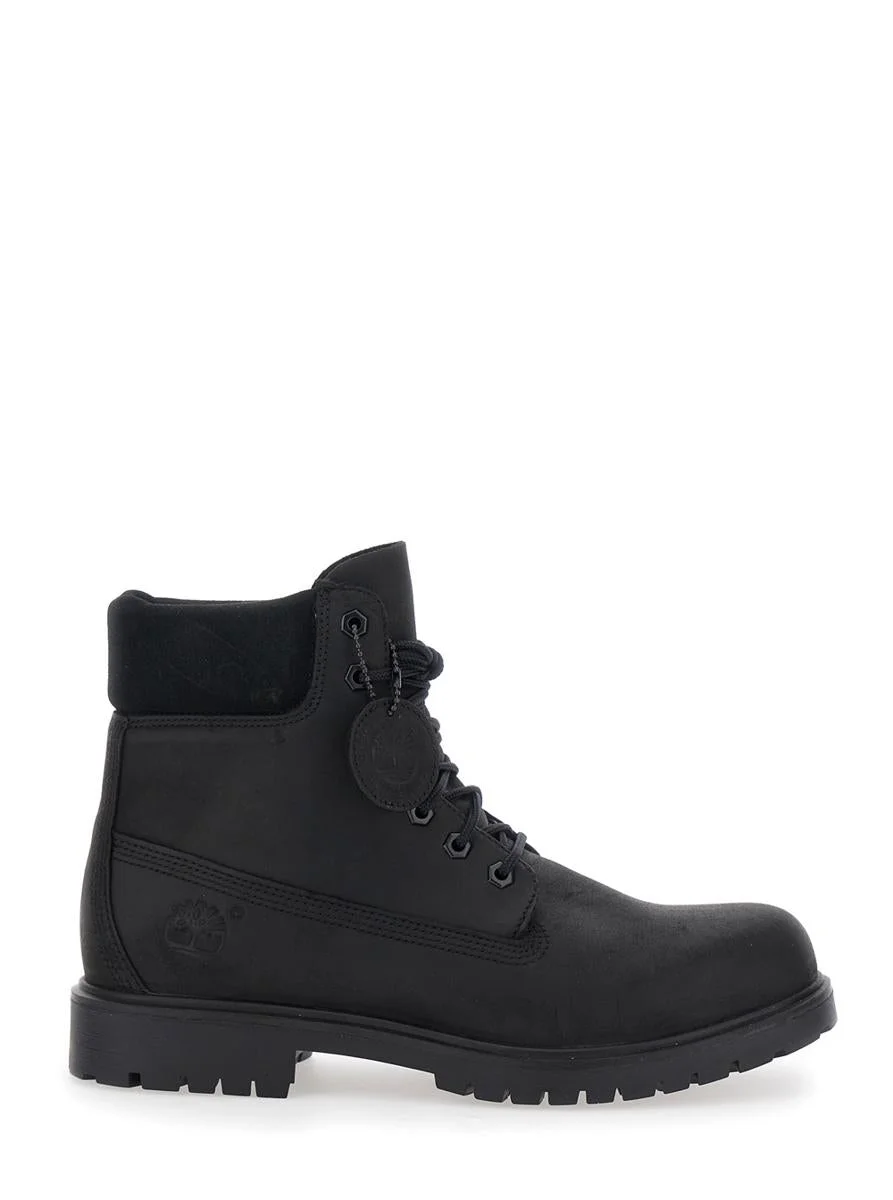 Timberland Black Boots With Logo Plate In Leather Man - 1