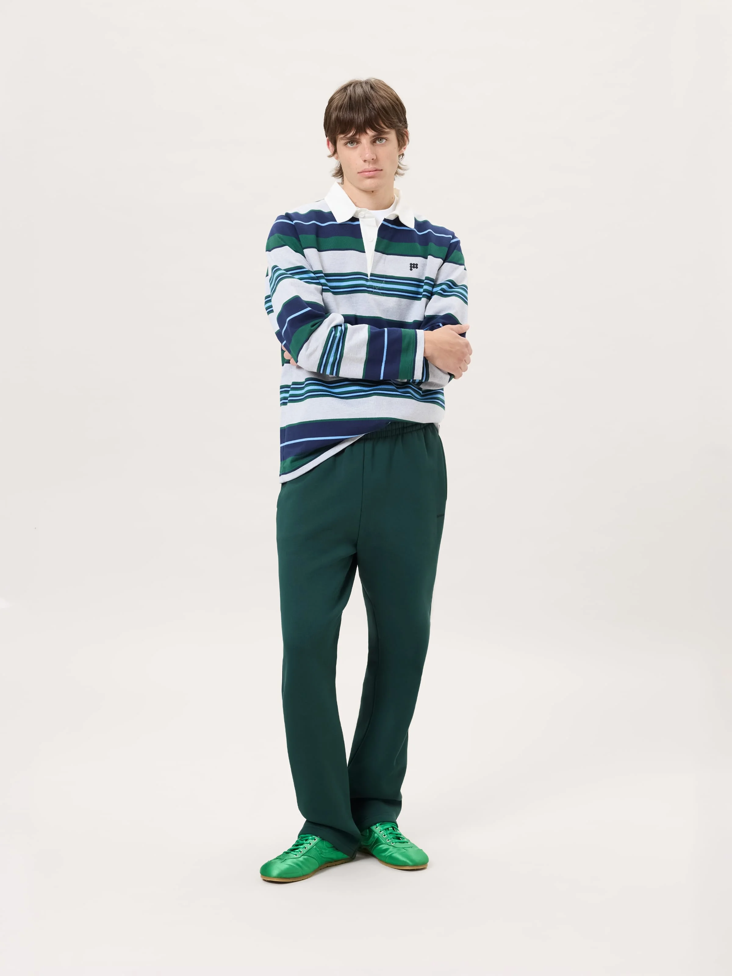 Mens Heavyweight Straight Leg Track Pants - Depth Green - 1
