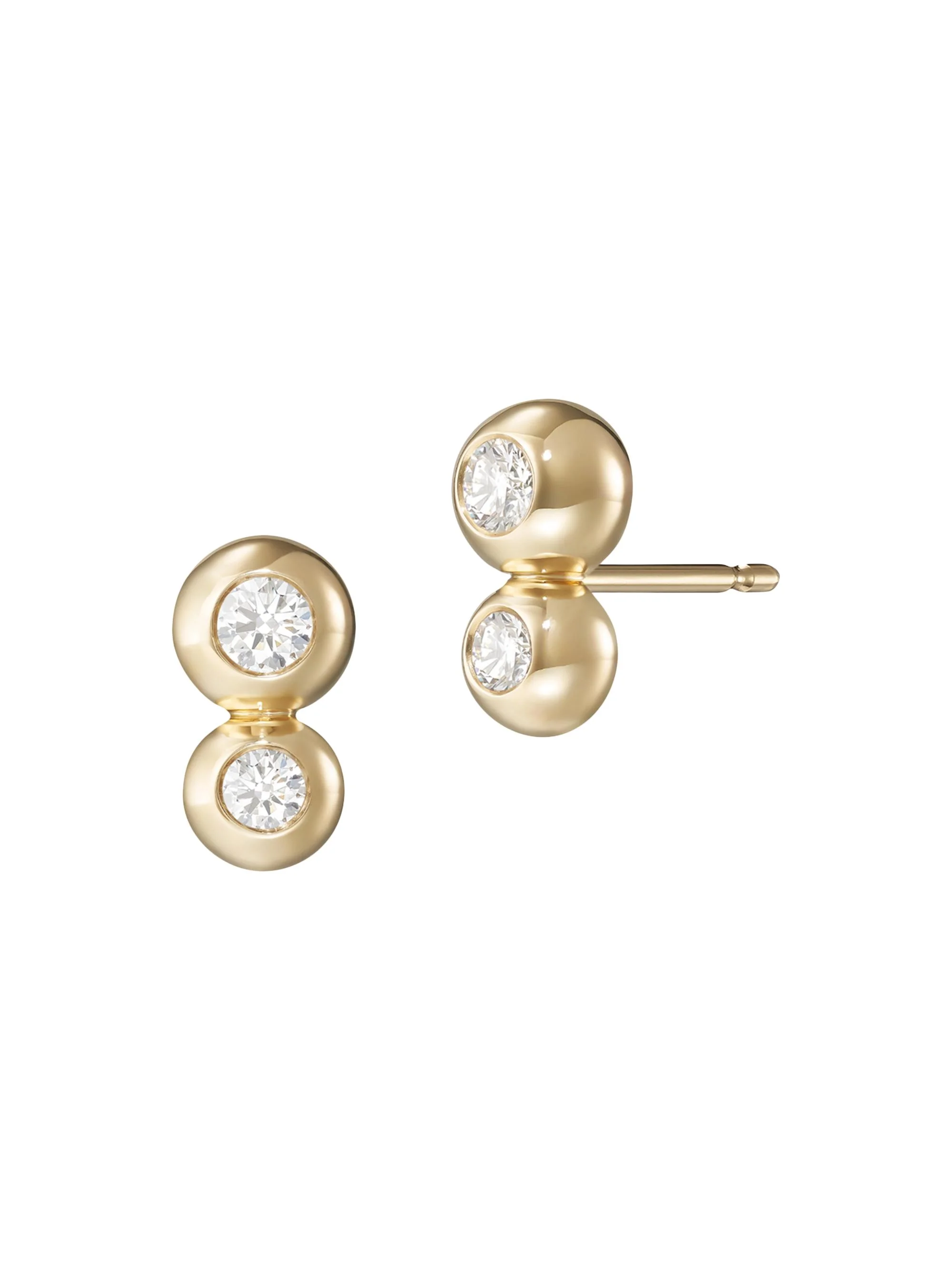 Women's Audrey Small 18K Yellow Gold & 0.19 TCW Diamond Double Stud Earrings - Yellow Gold - 1