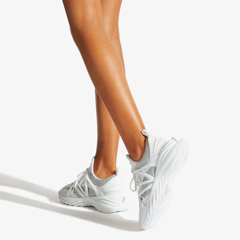 Cosmos/F
White Neoprene and Leather Low-Top Trainers with Crystals 3