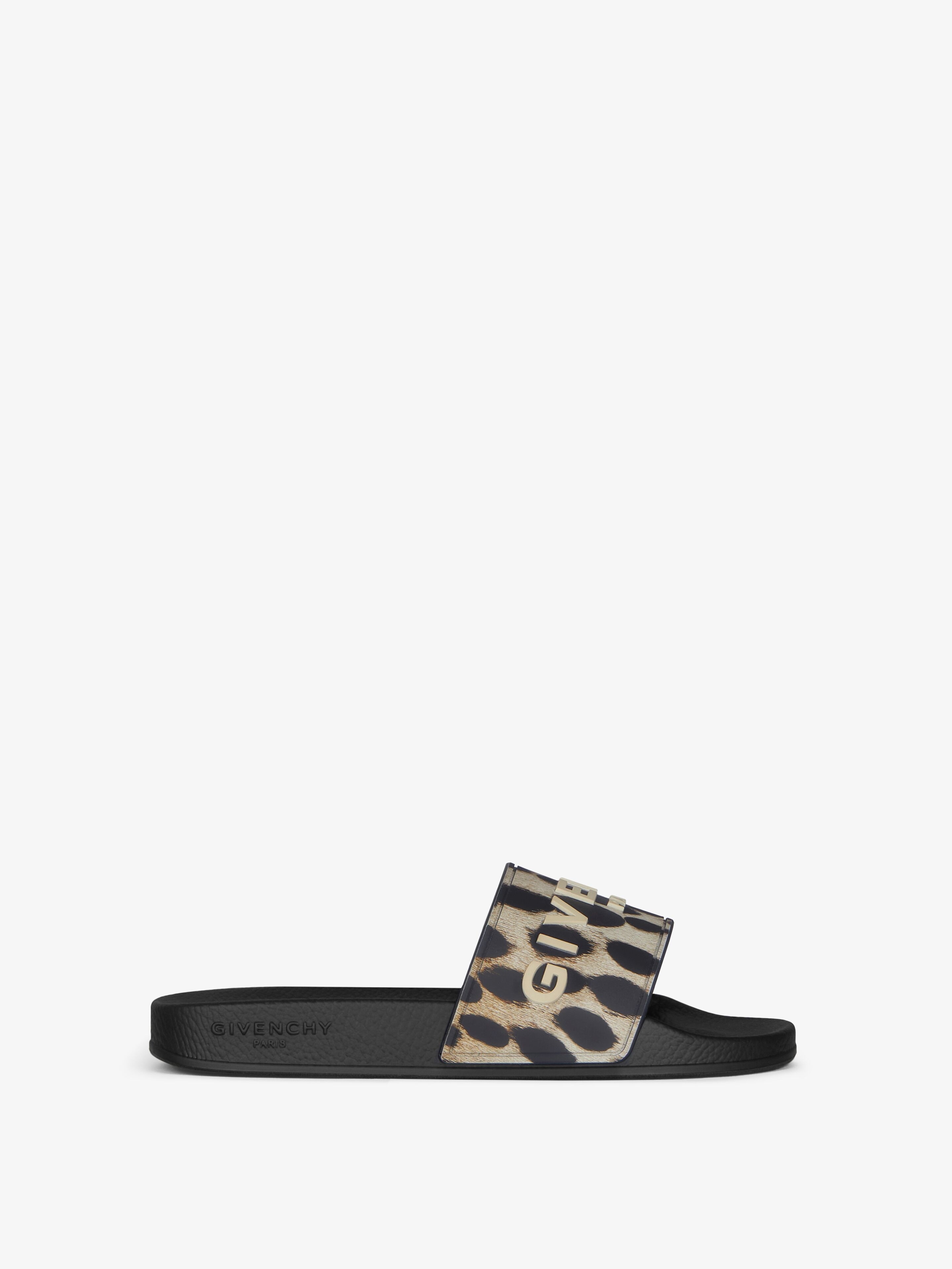 Givenchy SLIDE FLAT SANDALS IN RUBBER WITH LEOPARD PRINT