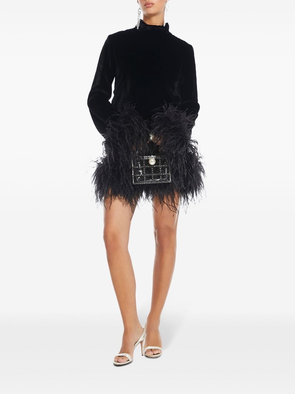 Gina feather-trim minidress - 2