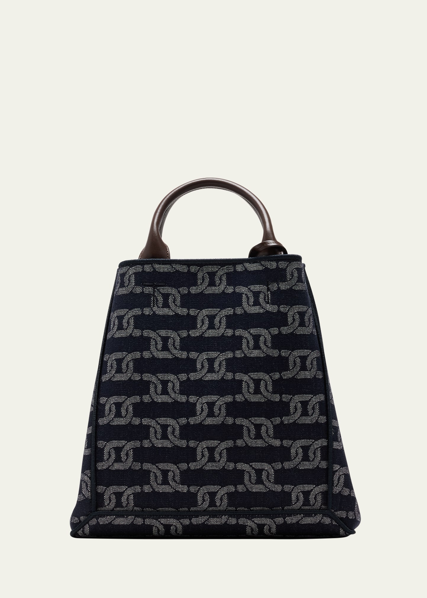 Chain-Link Denim Top-Handle Bag - 1