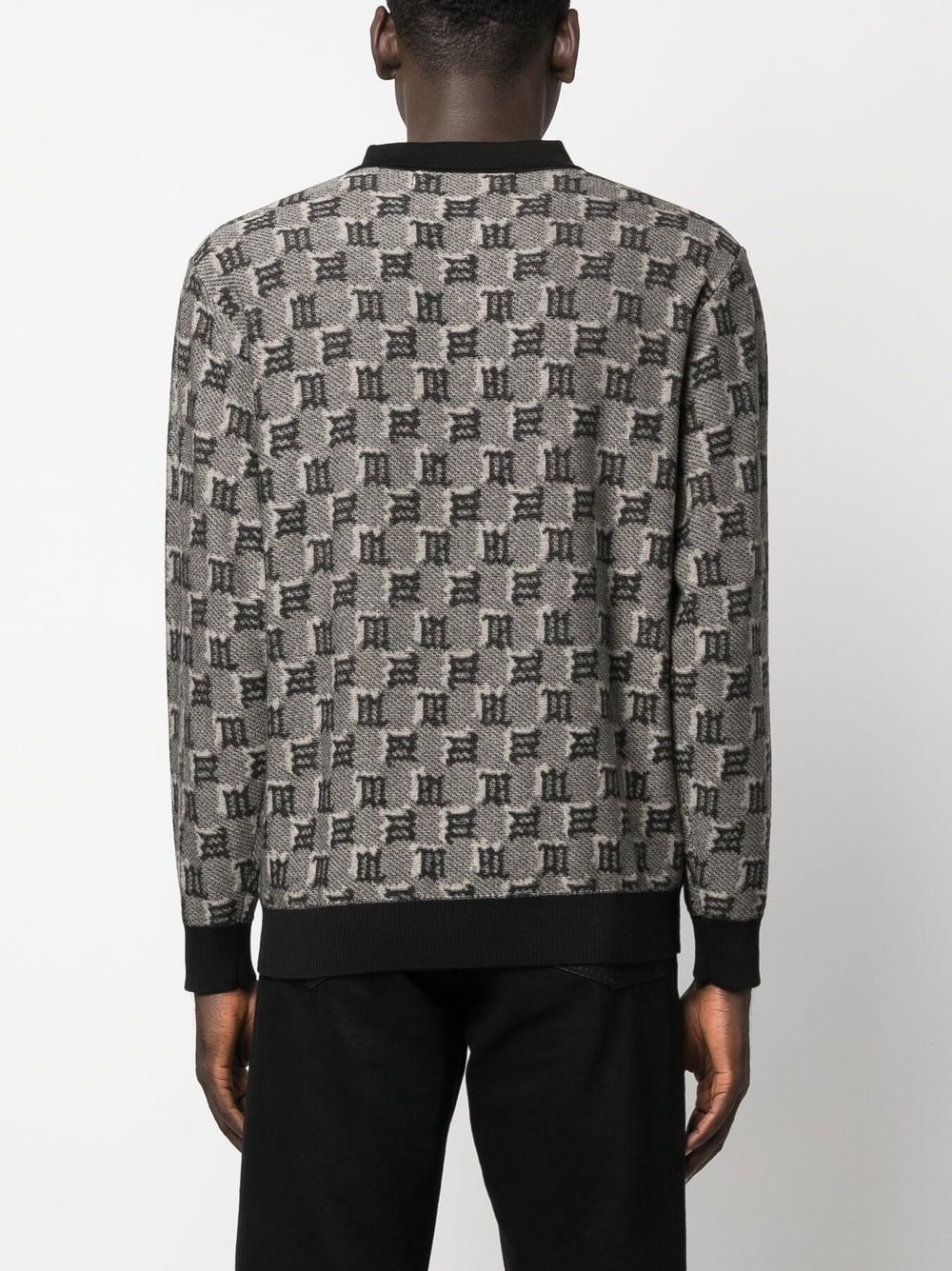 logo-jacquard polo jumper - 4