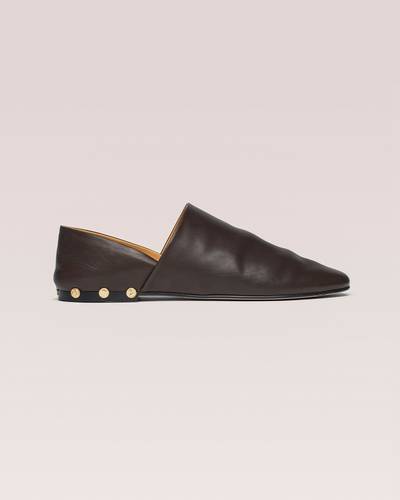 Nanushka LINO STUD - Studded leather slip-on shoes - Dark chocolate outlook