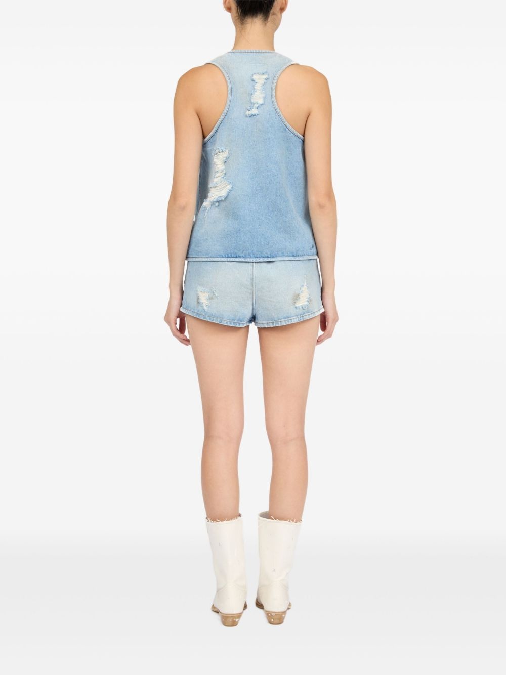 distressed effect waistcoat - 5