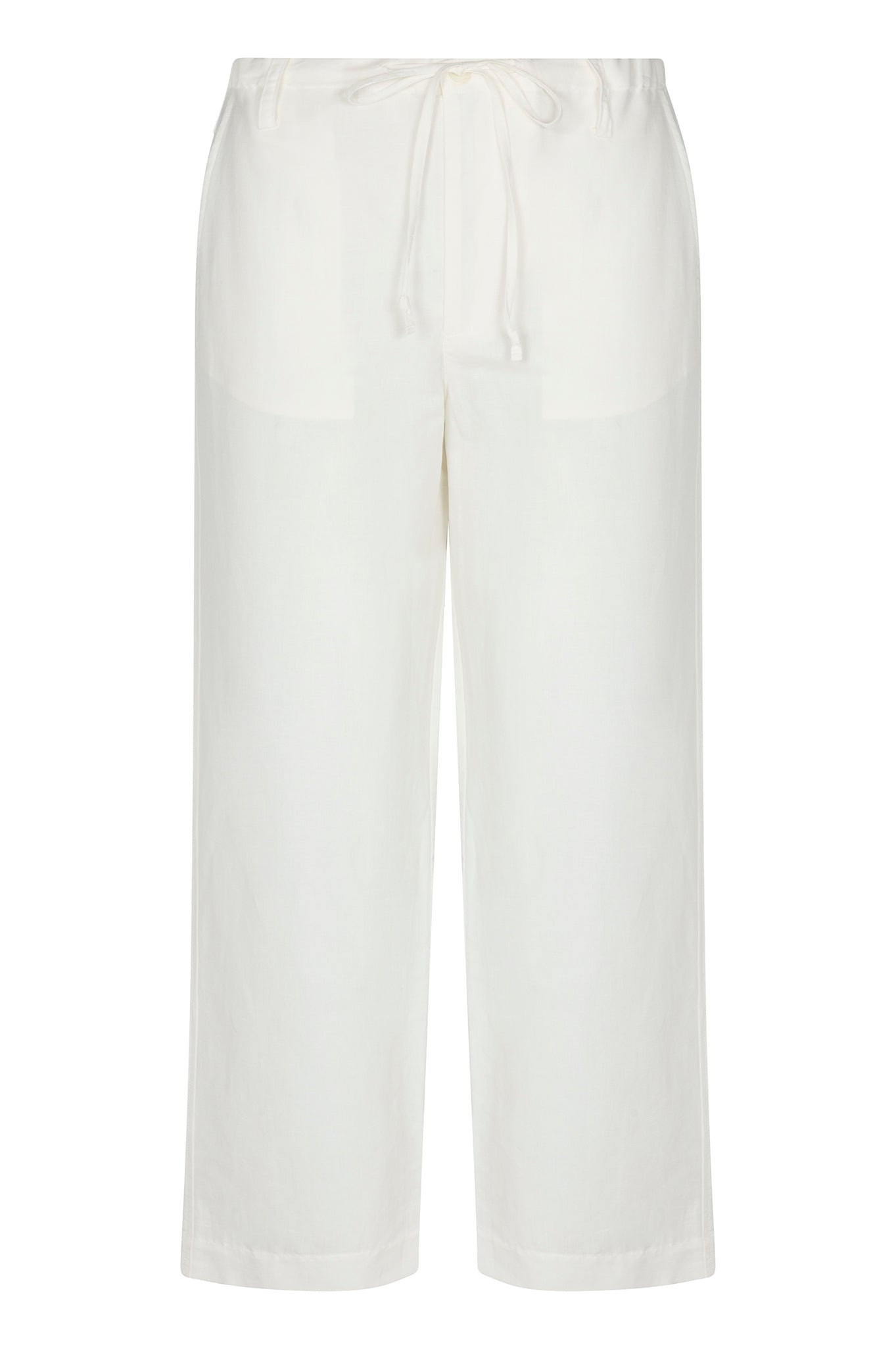 WHITE LINEN DRAWSTRING TROUSERS - 7