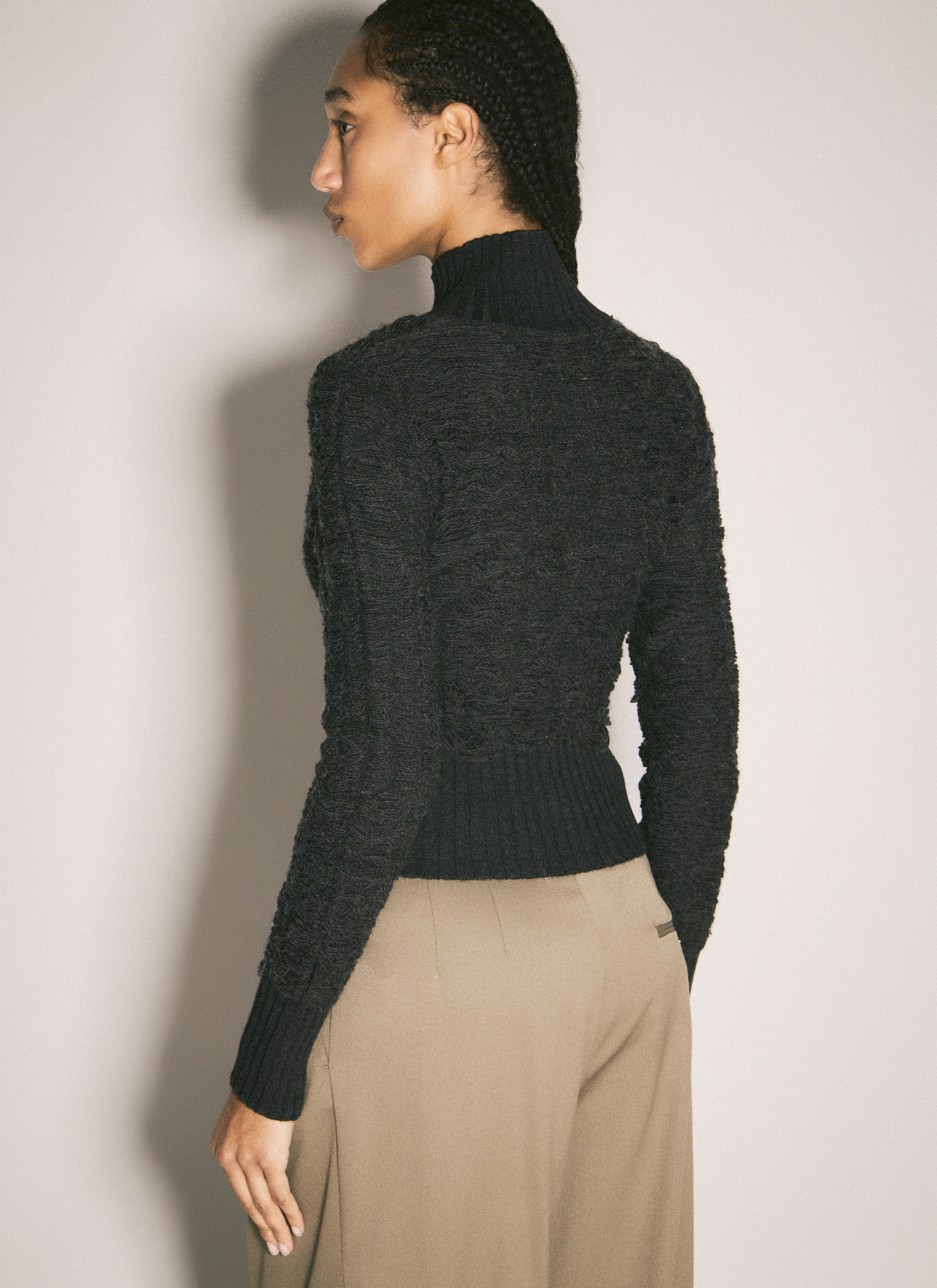 Cropped Turtleneck Sweater - 5