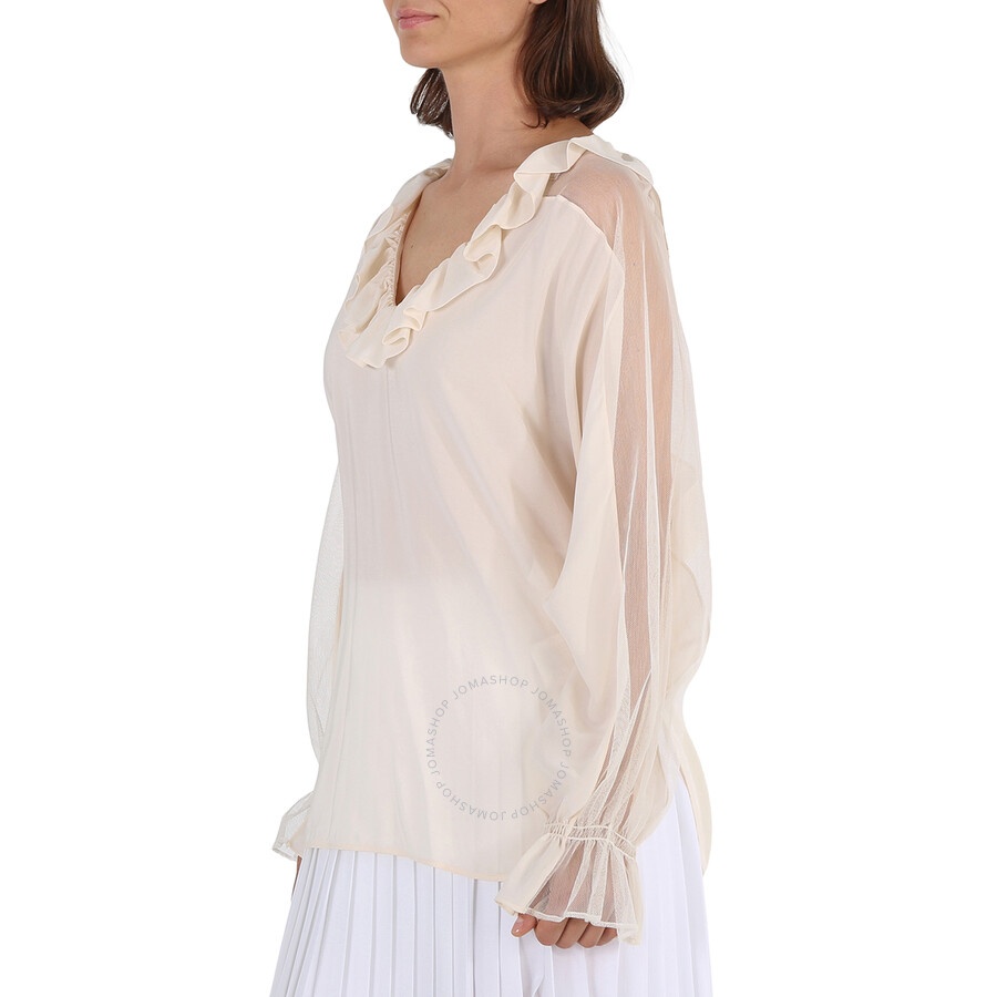 Stella McCartney Ladies Knit Tops Tops White Ruffle Top Cut Shld, Brand Size 40 (US Size 6) - 3