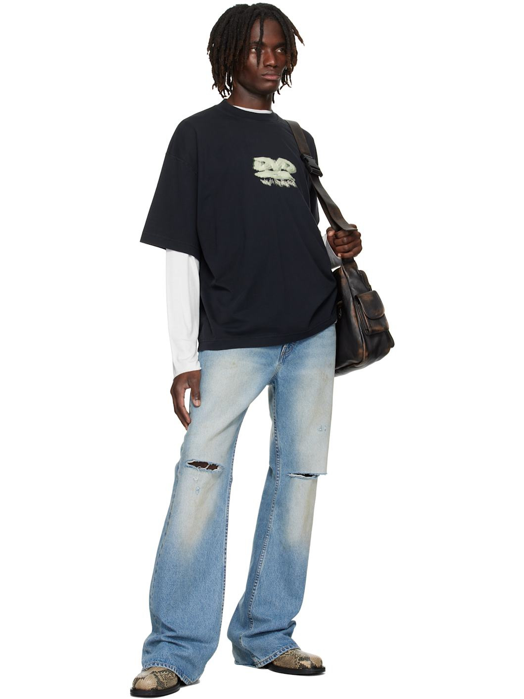 Black 'DVD' Regular T-shirt - 4