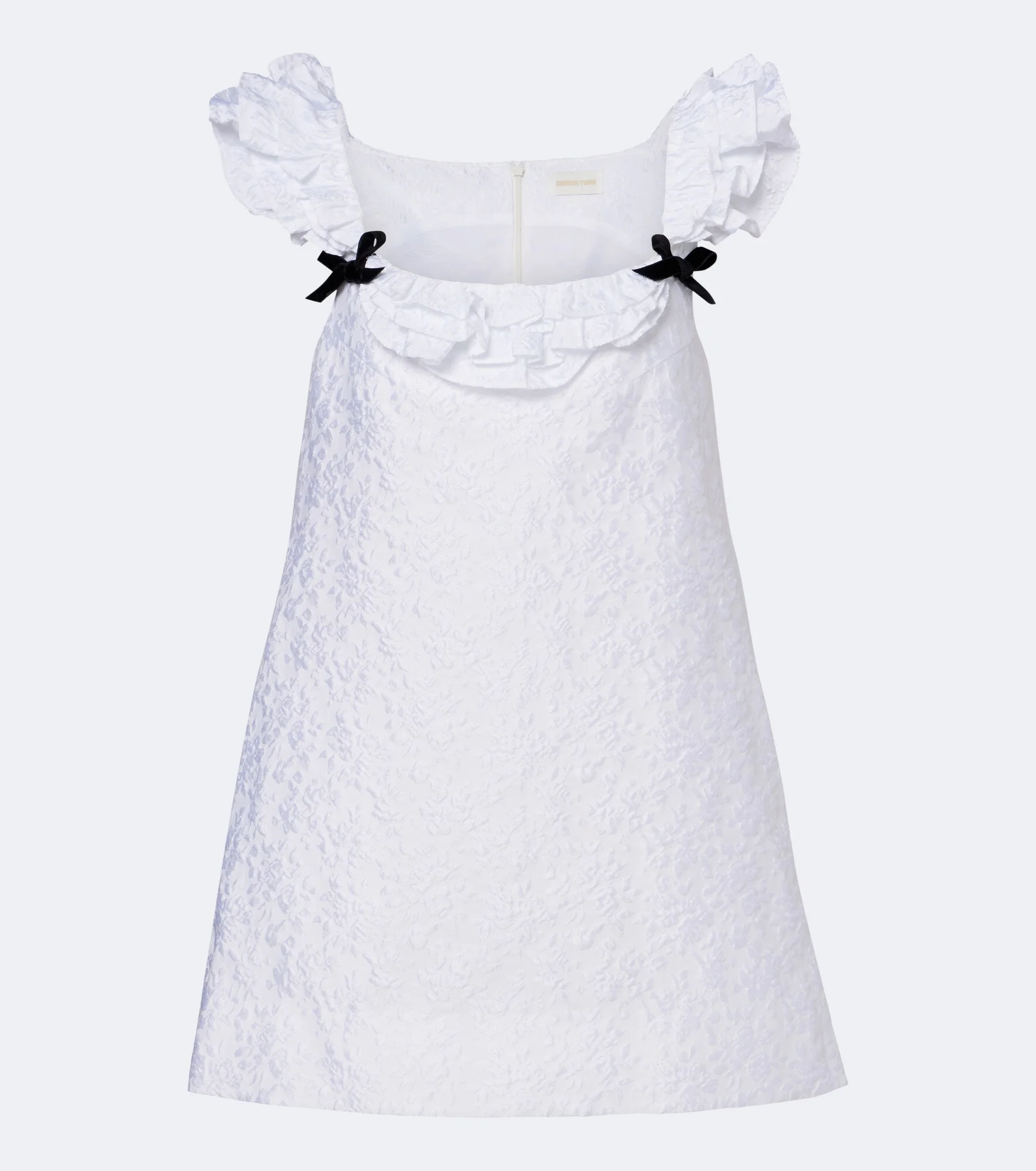 Bow-detail ruffled jacquard minidress - 1
